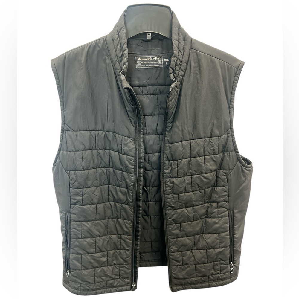 Vintage Abercrombie & Fitch Black Quilted Vest Lightweight Sleeveless